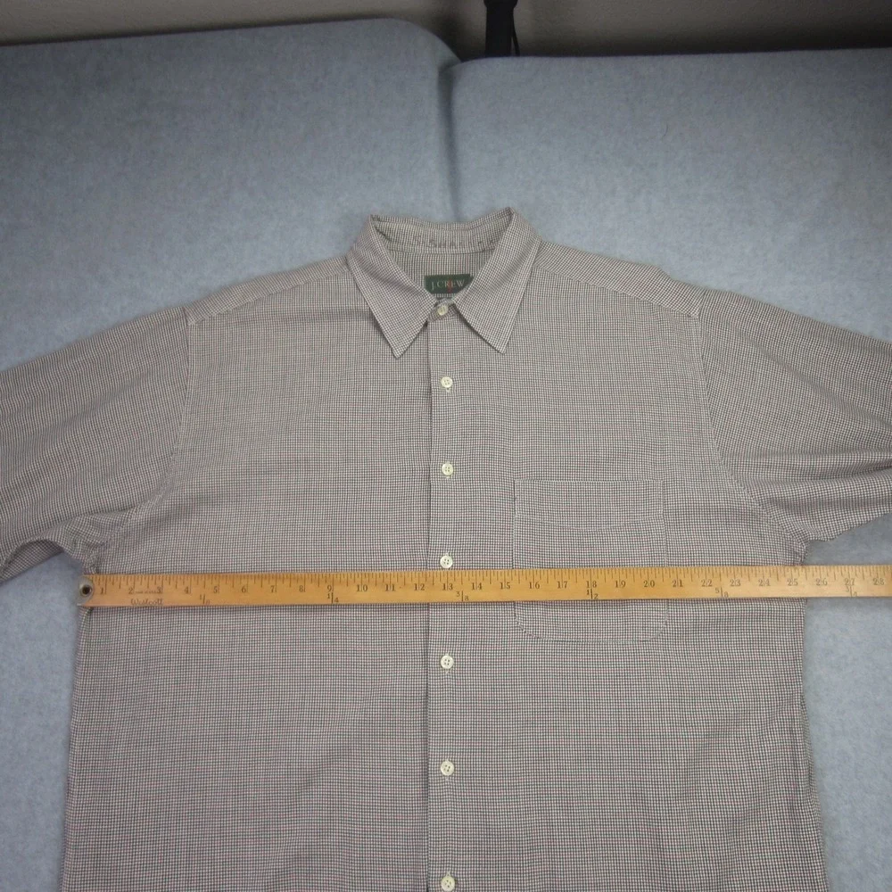 J Crew Shirt Mens Large Green‎ Red Houndstooth Long Sleeve Button Up Pocket